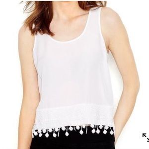 *Kensie White Fringe Seashell Tassel Tank